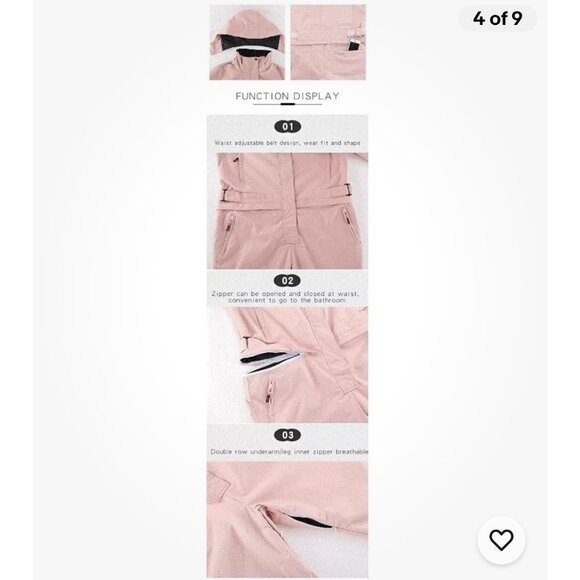 Winter Ski Snowsuit Waterproof  Windproof Outdoor Pink Suit Women Size Small - Picture 9 of 12